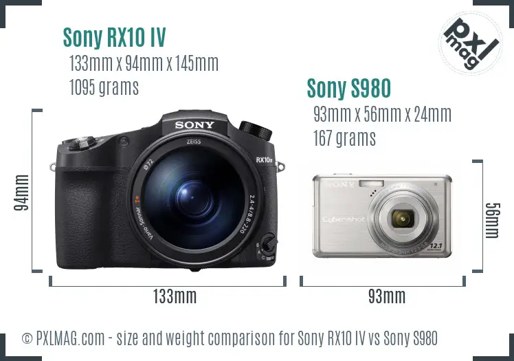 Sony RX10 IV vs Sony S980 size comparison