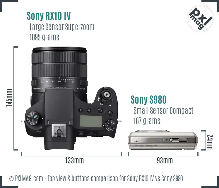 Sony RX10 IV vs Sony S980 top view buttons comparison