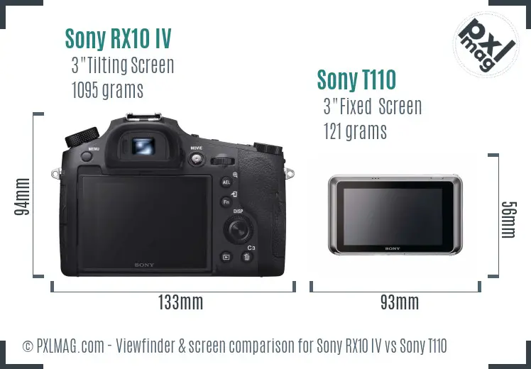 Sony RX10 IV vs Sony T110 Screen and Viewfinder comparison