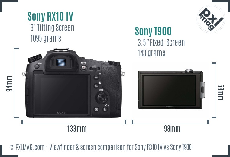 Sony RX10 IV vs Sony T900 Screen and Viewfinder comparison