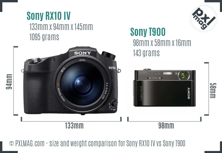 Sony RX10 IV vs Sony T900 size comparison