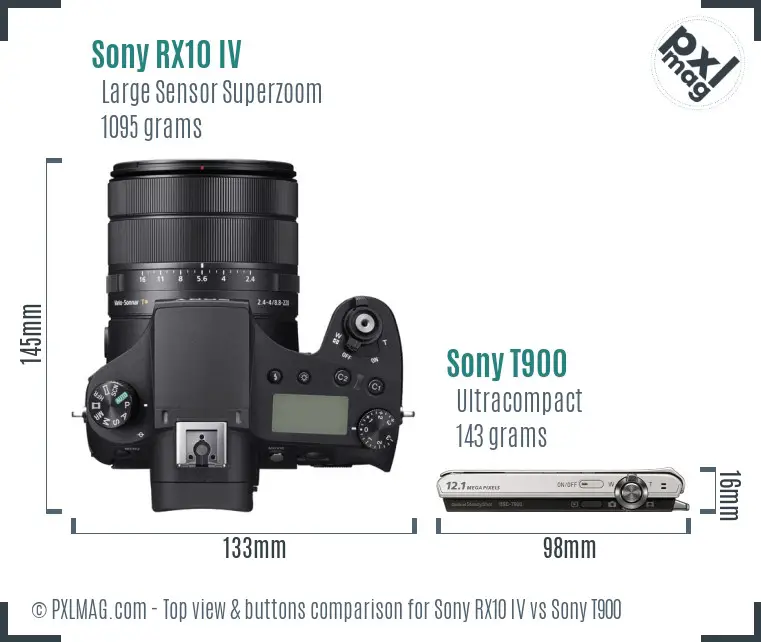 Sony RX10 IV vs Sony T900 top view buttons comparison