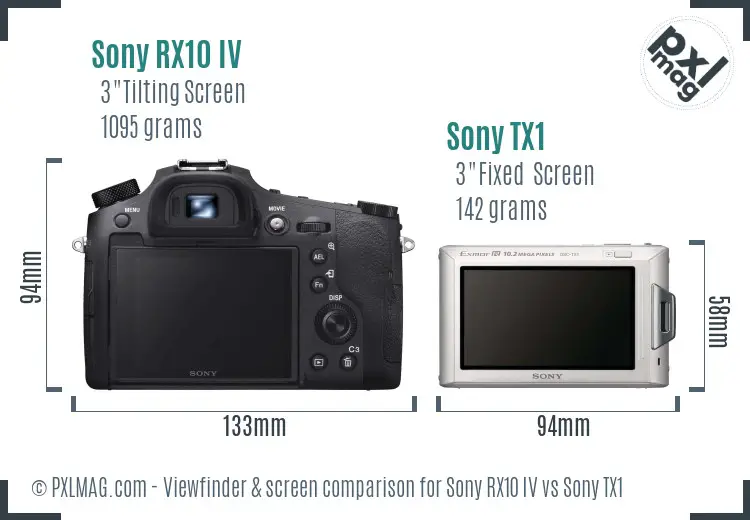 Sony RX10 IV vs Sony TX1 Screen and Viewfinder comparison
