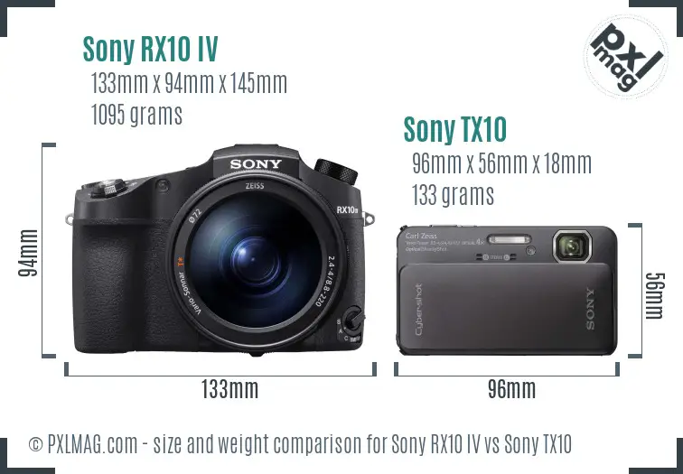Sony RX10 IV vs Sony TX10 size comparison