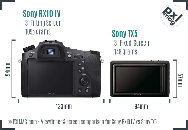 Sony RX10 IV vs Sony TX5 Screen and Viewfinder comparison