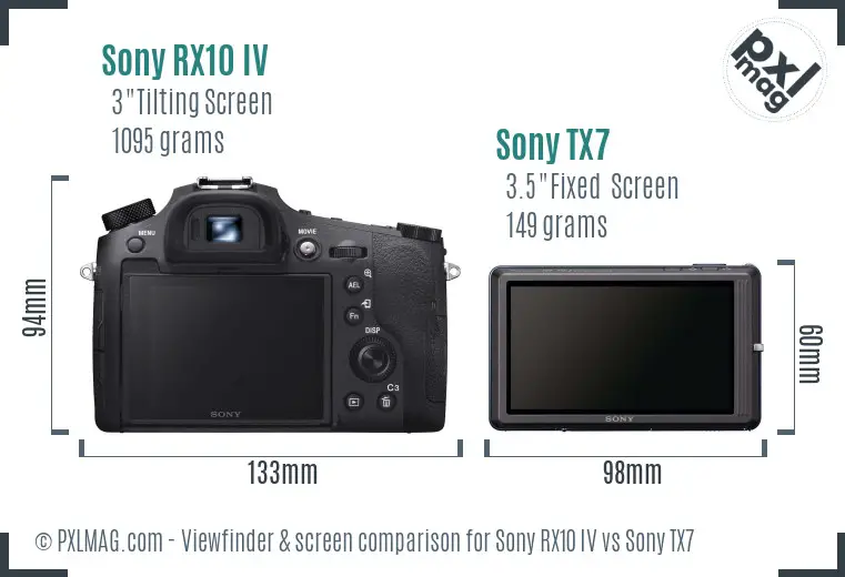 Sony RX10 IV vs Sony TX7 Screen and Viewfinder comparison