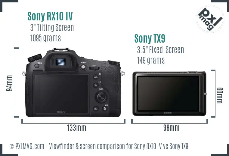 Sony RX10 IV vs Sony TX9 Screen and Viewfinder comparison