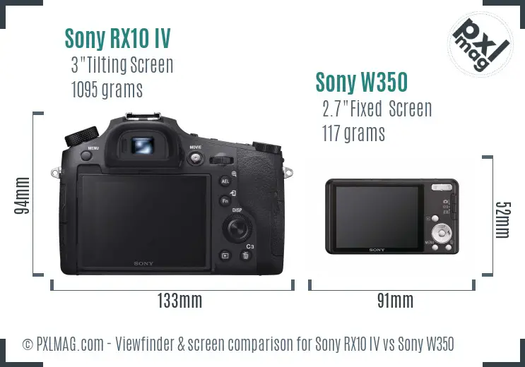 Sony RX10 IV vs Sony W350 Screen and Viewfinder comparison