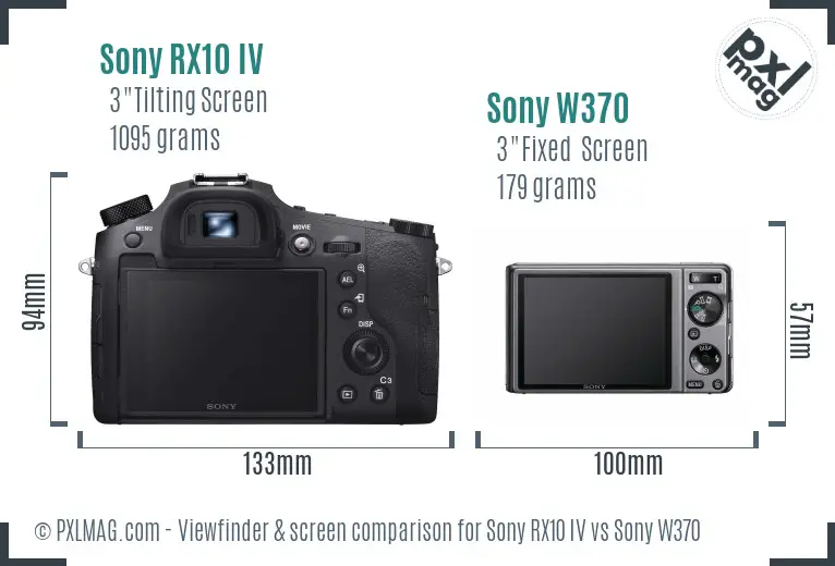 Sony RX10 IV vs Sony W370 Screen and Viewfinder comparison