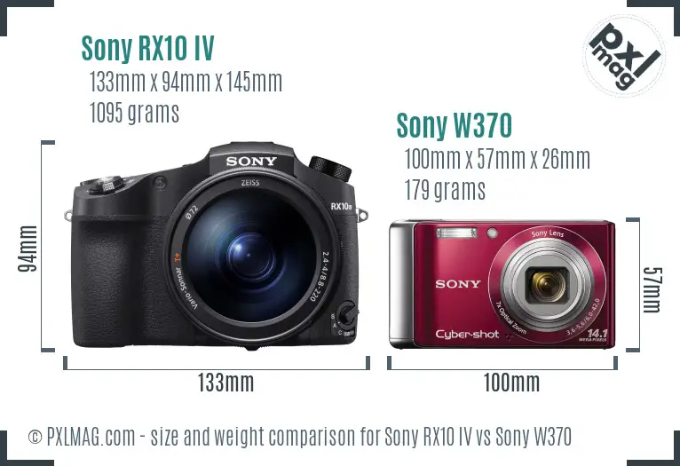 Sony RX10 IV vs Sony W370 size comparison