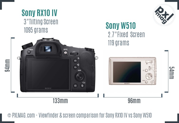 Sony RX10 IV vs Sony W510 Screen and Viewfinder comparison