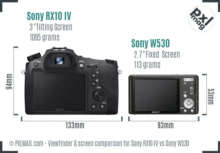 Sony RX10 IV vs Sony W530 Screen and Viewfinder comparison