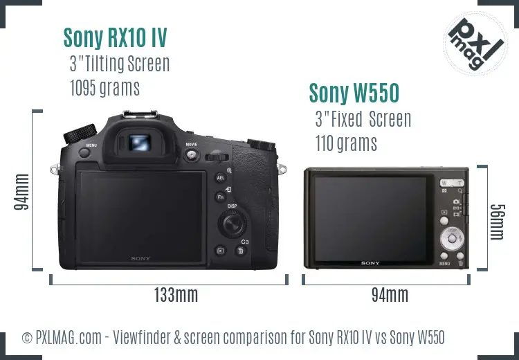 Sony RX10 IV vs Sony W550 Screen and Viewfinder comparison