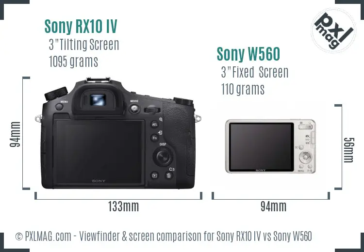 Sony RX10 IV vs Sony W560 Screen and Viewfinder comparison