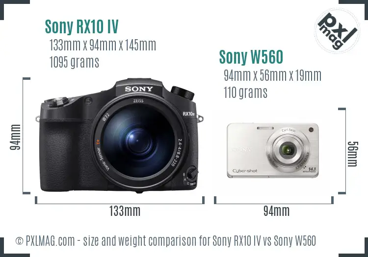 Sony RX10 IV vs Sony W560 size comparison