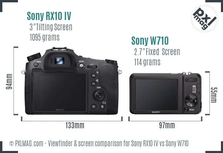 Sony RX10 IV vs Sony W710 Screen and Viewfinder comparison