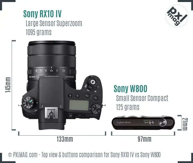 Sony RX10 IV vs Sony W800 top view buttons comparison