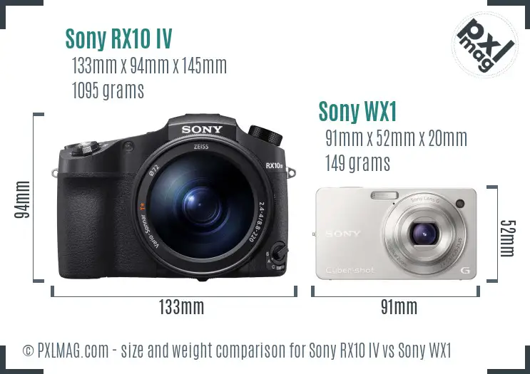 Sony RX10 IV vs Sony WX1 size comparison