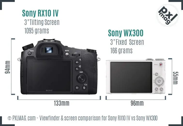 Sony RX10 IV vs Sony WX300 Screen and Viewfinder comparison