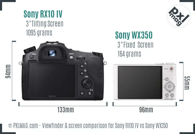 Sony RX10 IV vs Sony WX350 Screen and Viewfinder comparison