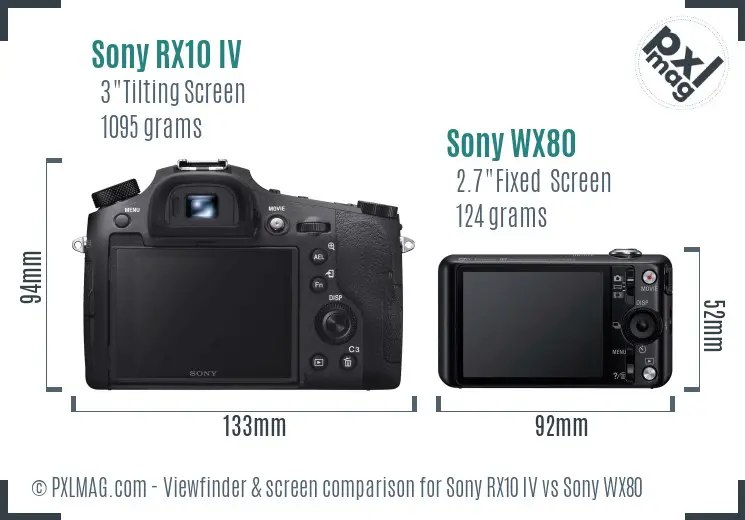 Sony RX10 IV vs Sony WX80 Screen and Viewfinder comparison