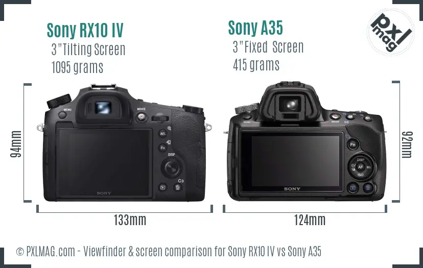 Sony RX10 IV vs Sony A35 Screen and Viewfinder comparison