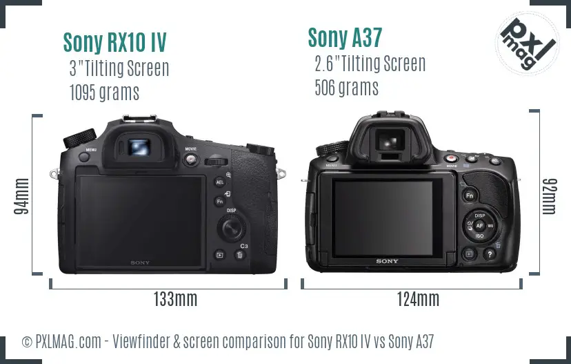 Sony RX10 IV vs Sony A37 Screen and Viewfinder comparison