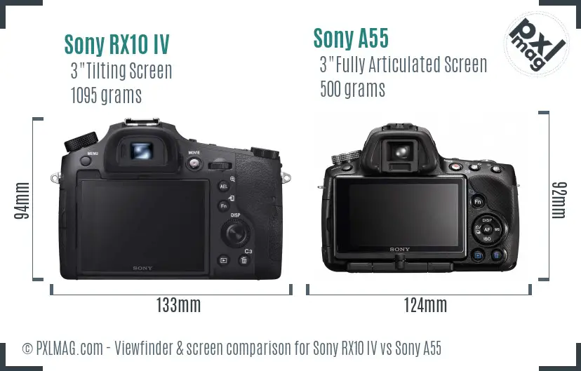 Sony RX10 IV vs Sony A55 Screen and Viewfinder comparison