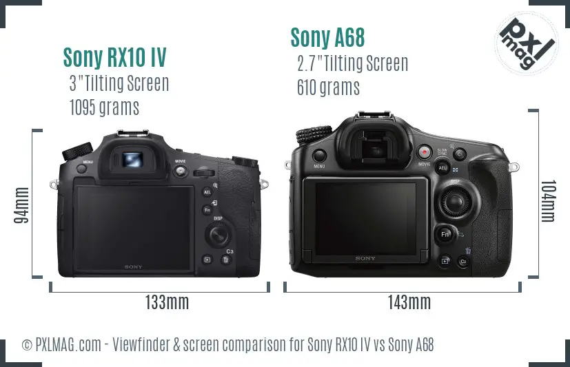 Sony RX10 IV vs Sony A68 Screen and Viewfinder comparison