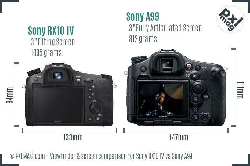 Sony RX10 IV vs Sony A99 Screen and Viewfinder comparison