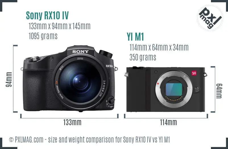 Sony RX10 IV vs YI M1 size comparison