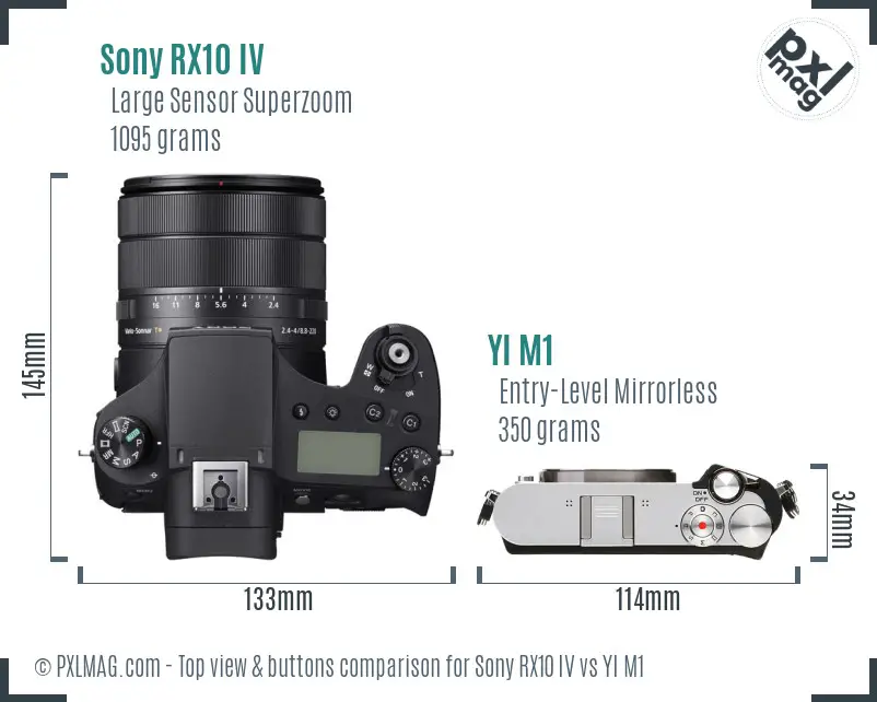 Sony RX10 IV vs YI M1 top view buttons comparison