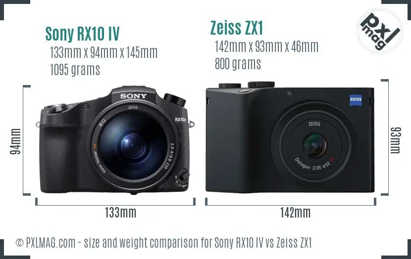 Sony RX10 IV vs Zeiss ZX1 size comparison