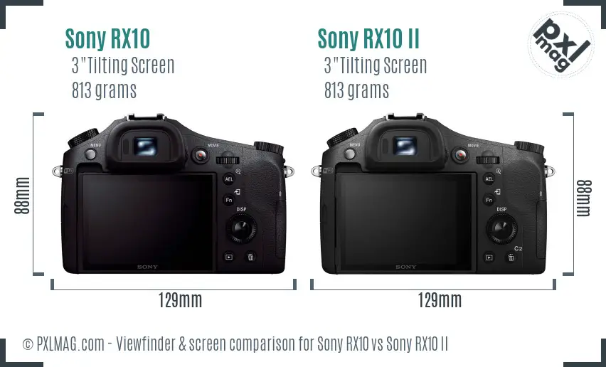 Sony RX10 vs Sony RX10 II Screen and Viewfinder comparison
