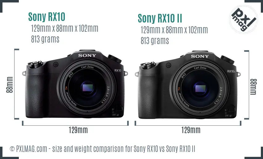 Sony RX10 vs Sony RX10 II size comparison