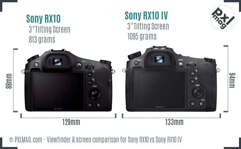 Sony RX10 vs Sony RX10 IV Screen and Viewfinder comparison