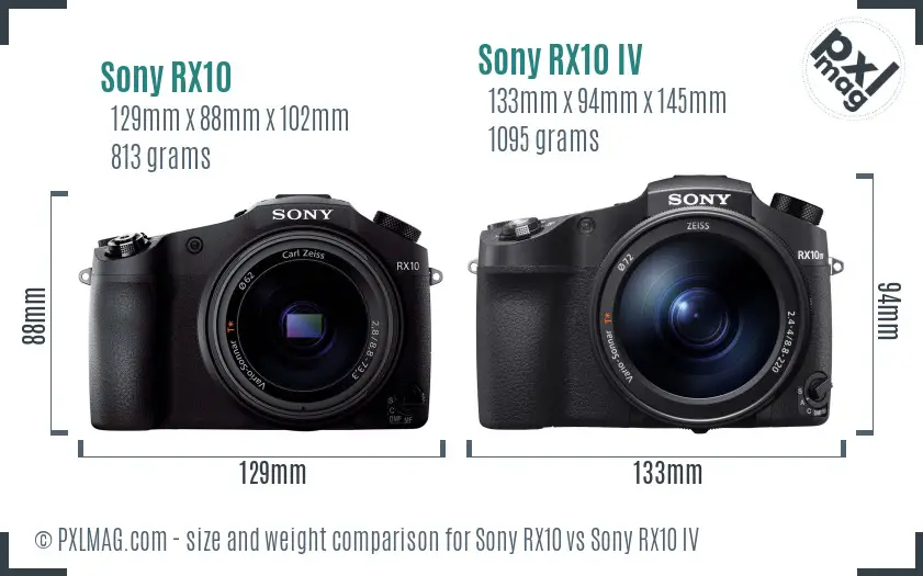 Sony RX10 vs Sony RX10 IV size comparison