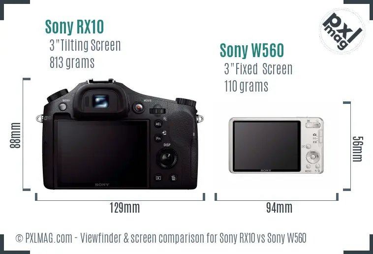 Sony RX10 vs Sony W560 Screen and Viewfinder comparison