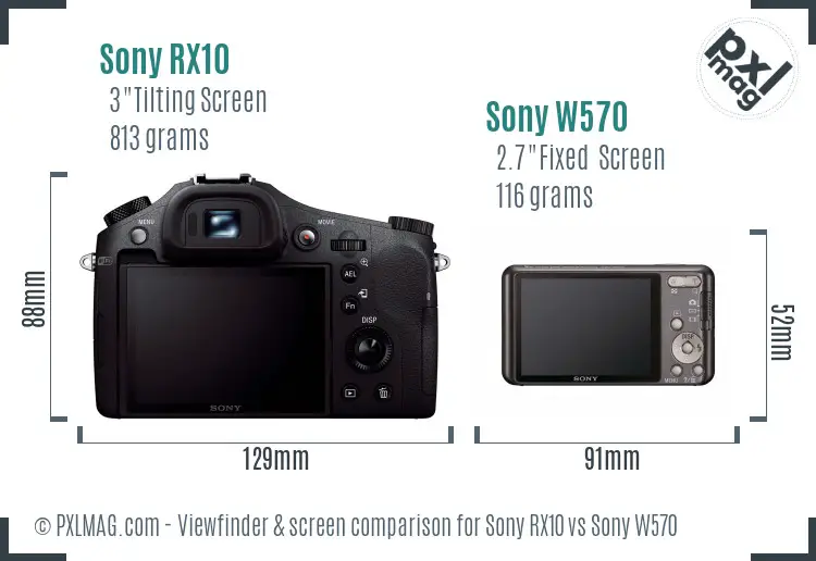 Sony RX10 vs Sony W570 Screen and Viewfinder comparison