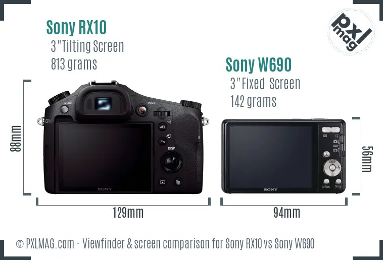 Sony RX10 vs Sony W690 Screen and Viewfinder comparison