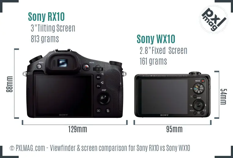 Sony RX10 vs Sony WX10 Screen and Viewfinder comparison