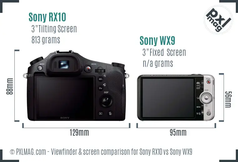 Sony RX10 vs Sony WX9 Screen and Viewfinder comparison