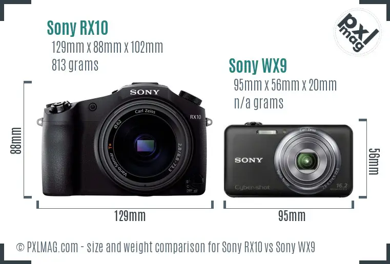 Sony RX10 vs Sony WX9 size comparison