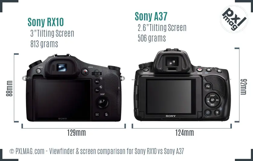 Sony RX10 vs Sony A37 Screen and Viewfinder comparison