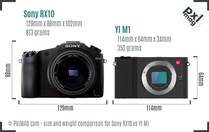 Sony RX10 vs YI M1 size comparison