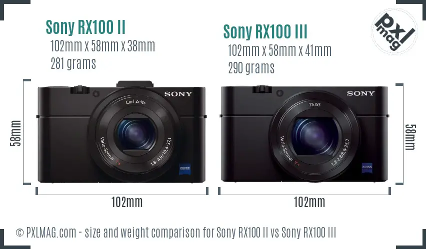 Sony RX100 II vs Sony RX100 III size comparison