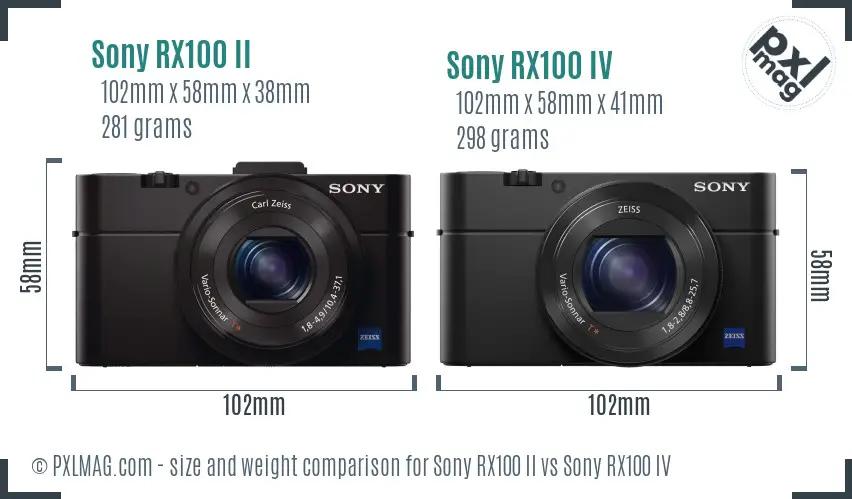 Sony RX100 II vs Sony RX100 IV size comparison
