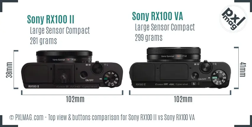 Sony RX100 II vs Sony RX100 VA top view buttons comparison