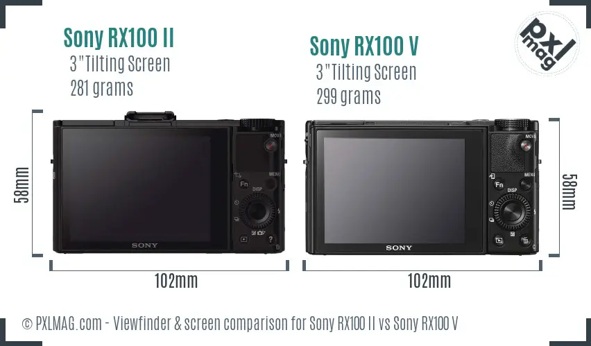 Sony RX100 II vs Sony RX100 V Screen and Viewfinder comparison