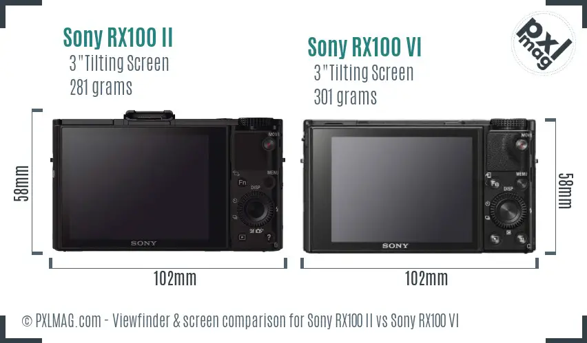 Sony RX100 II vs Sony RX100 VI Screen and Viewfinder comparison